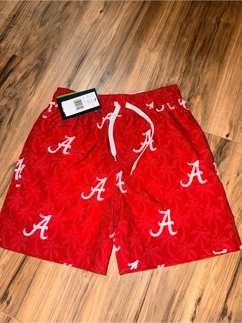 Wes and willy Crimson Alabama Crimson Tide Palm Tree Swim Shorts M